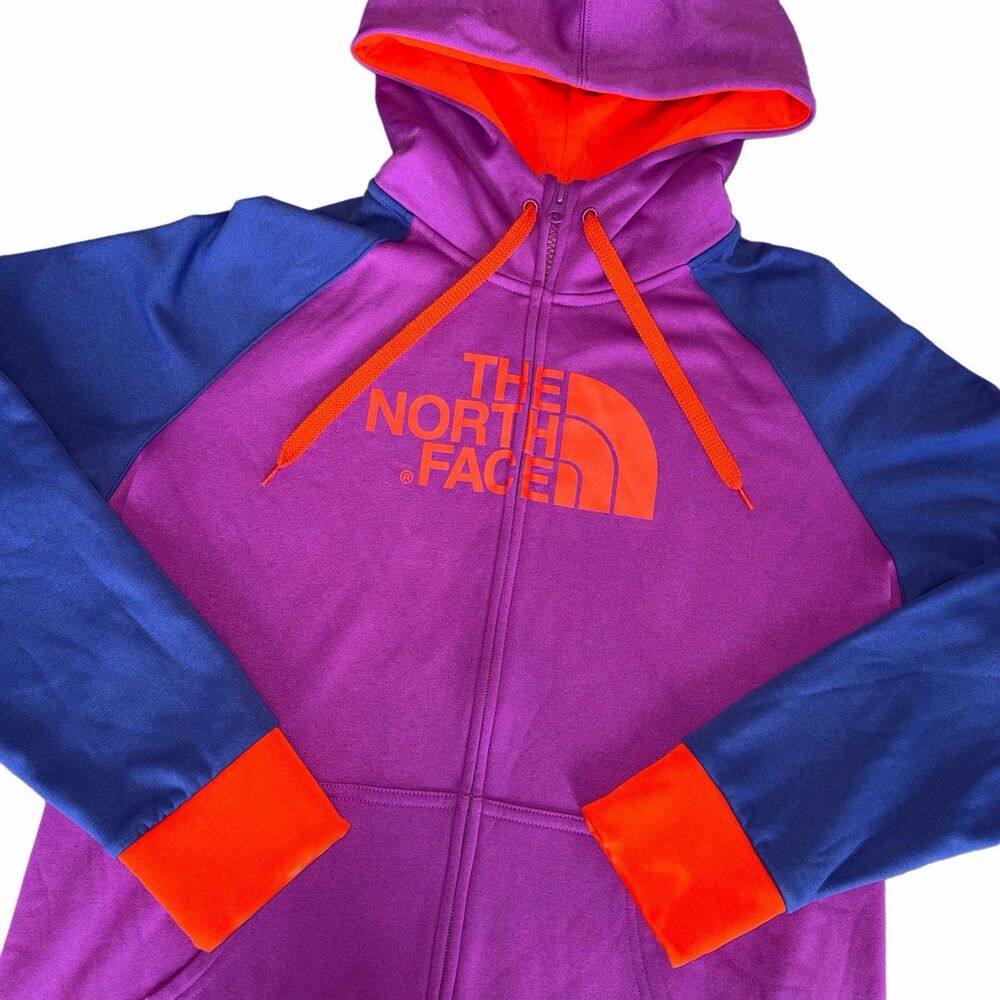 The North Face Color Block Full Zip Up Hoodie Purple Orange Blue Women's Large
